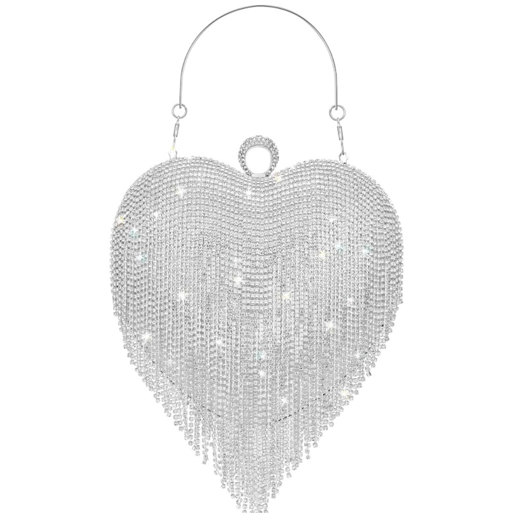 Dazzling heart-shaped clutch bag